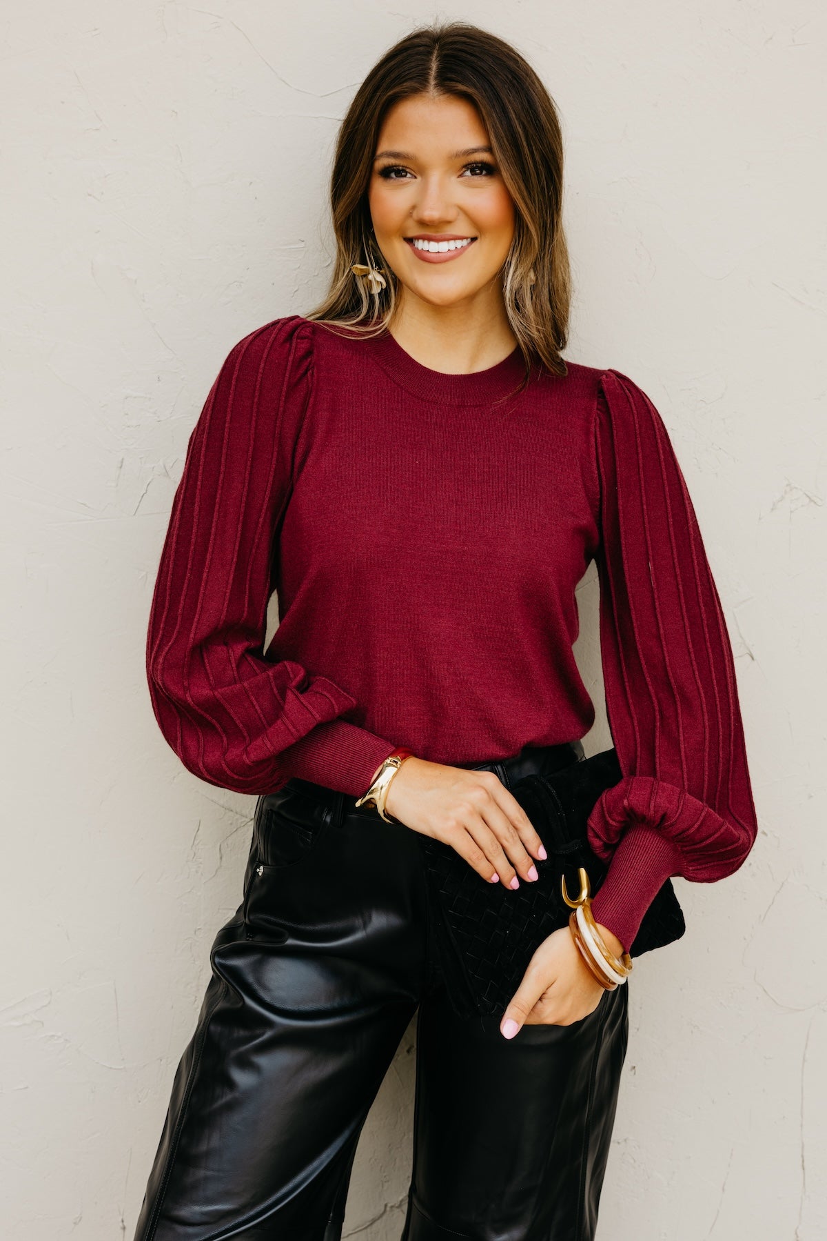 The Aleesia Pleated Puff Sleeve Sweater