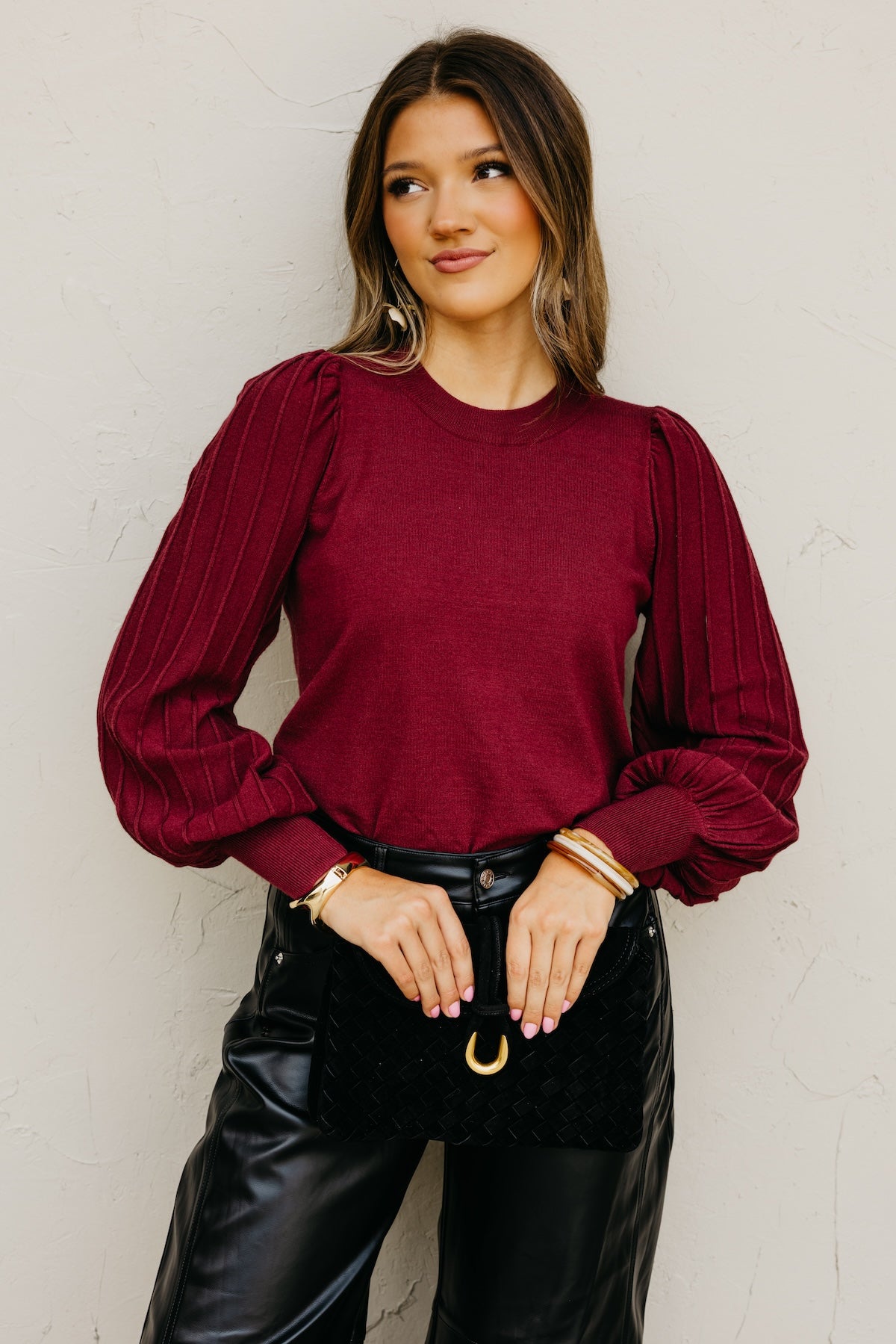The Aleesia Pleated Puff Sleeve Sweater
