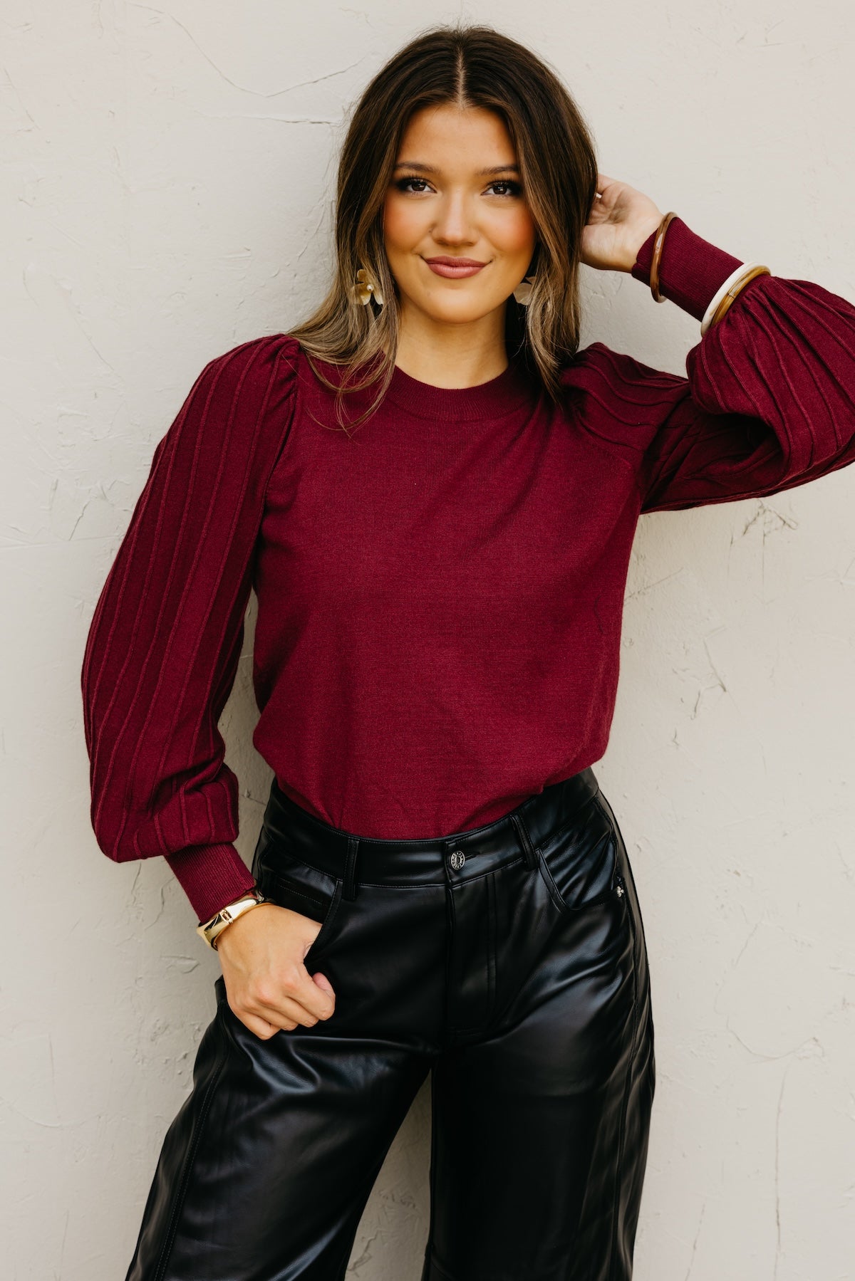 The Aleesia Pleated Puff Sleeve Sweater