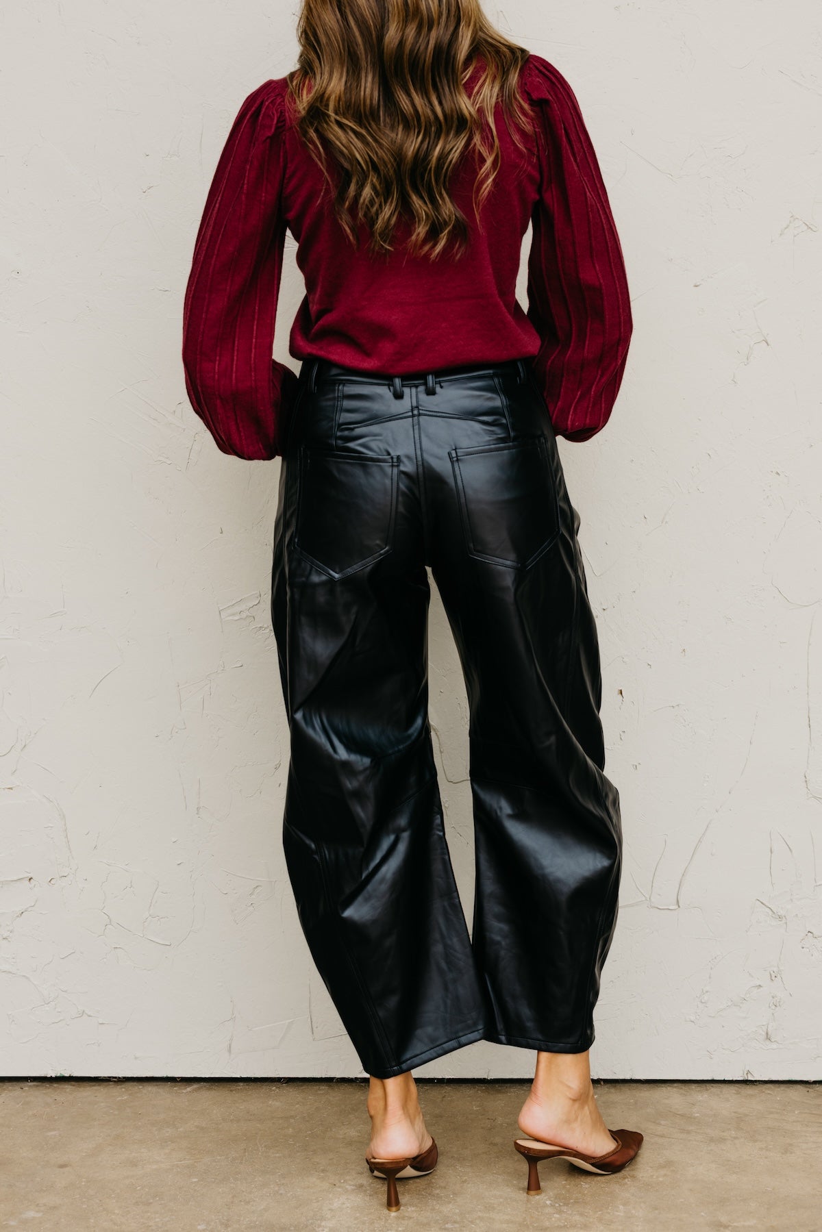The Alinna Vegan Leather Barrel Pants