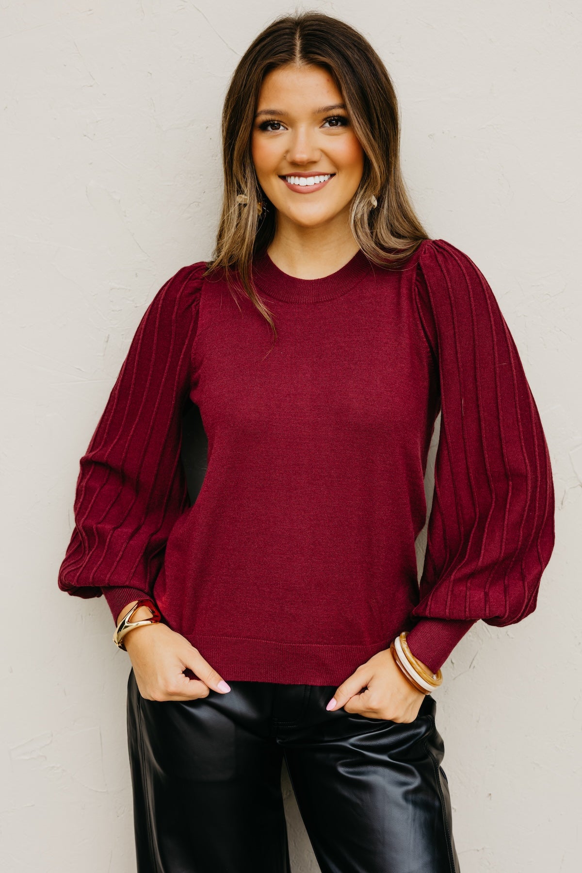 The Aleesia Pleated Puff Sleeve Sweater