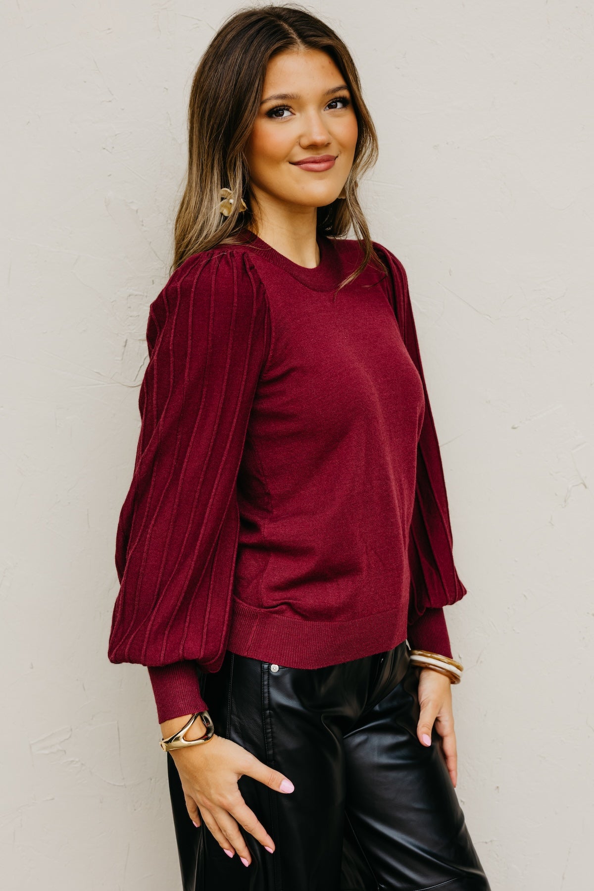 The Aleesia Pleated Puff Sleeve Sweater