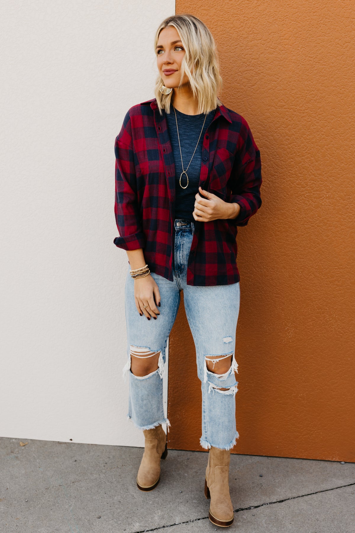 The Colby Oversized Boyfriend Flannel Shirt  - FINAL SALE