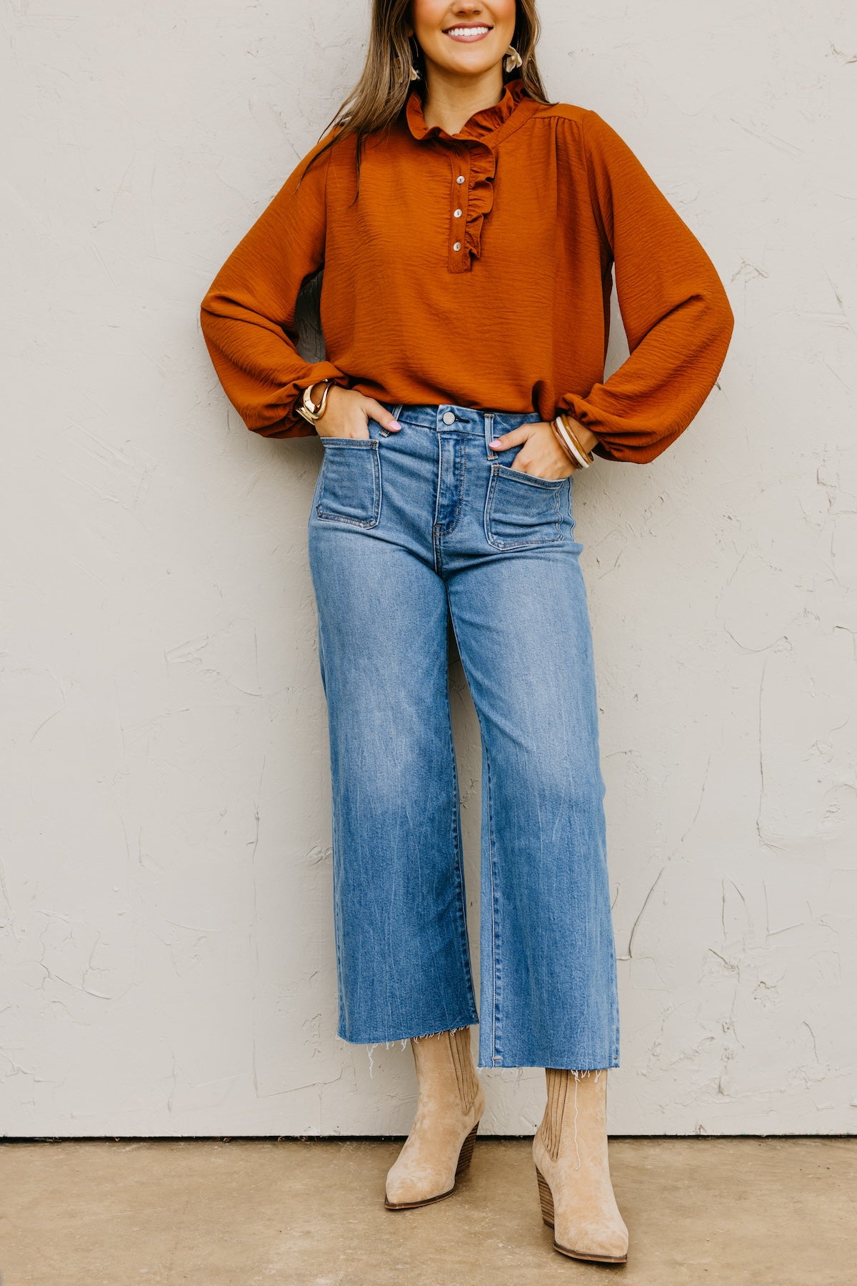 Vervet Denim | The Olivia Patch Pocket Wide Leg Denim