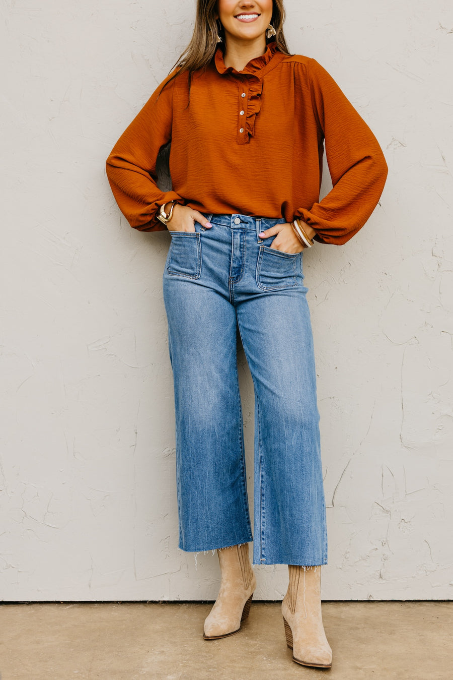 Vervet Denim | The Olivia Patch Pocket Wide Leg Denim