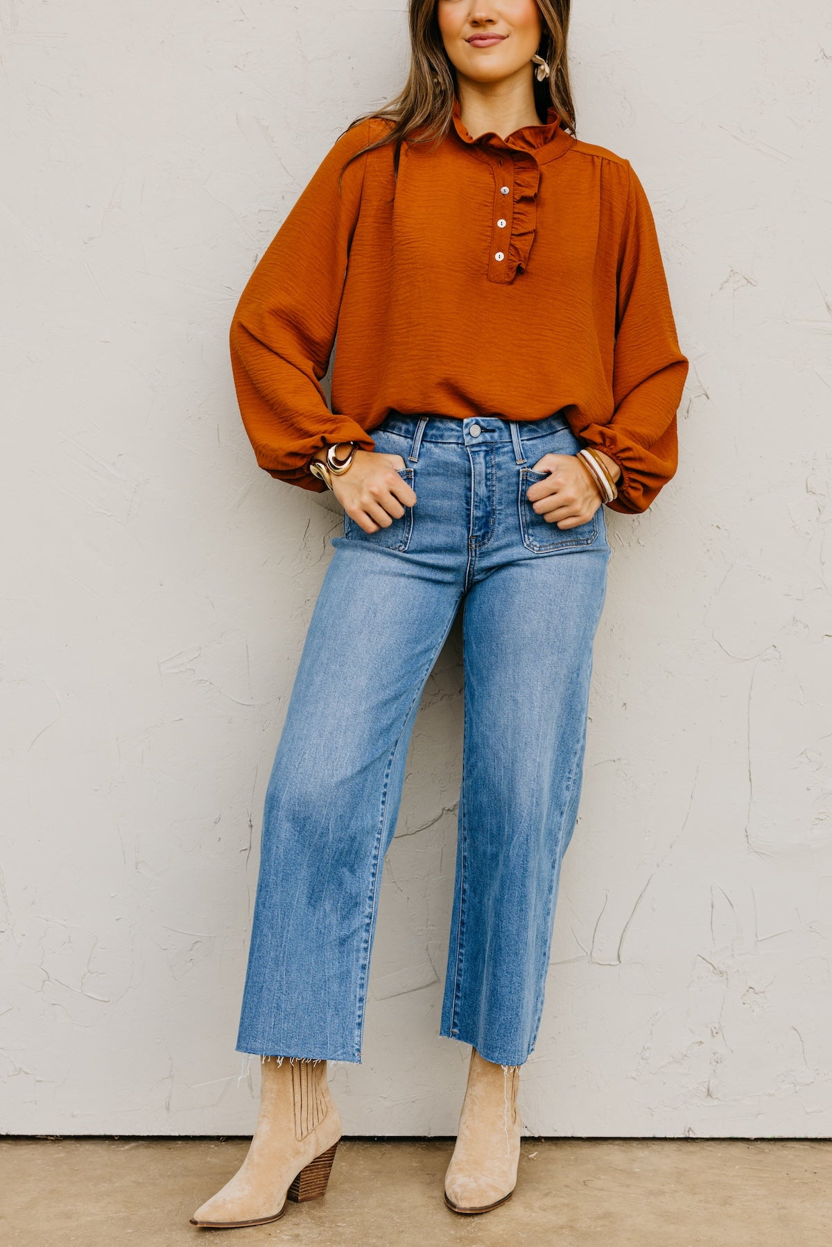 Vervet Denim | The Olivia Patch Pocket Wide Leg Denim