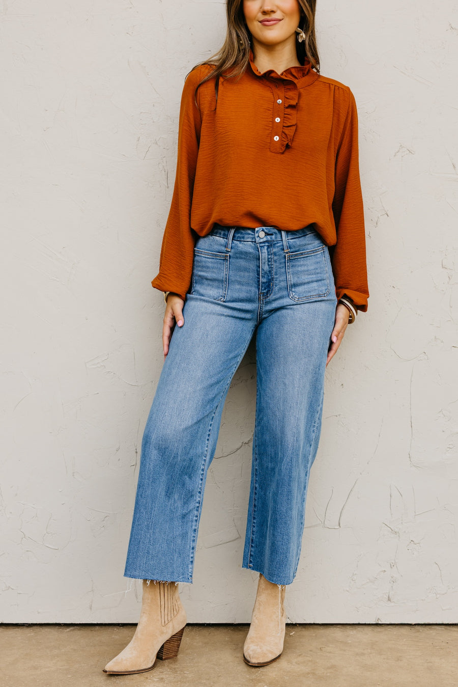 Vervet Denim | The Olivia Patch Pocket Wide Leg Denim