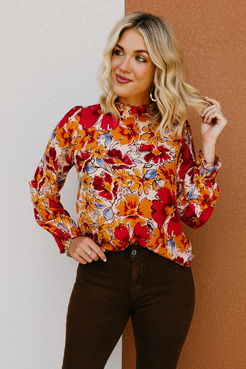The Pait Long Sleeve Ruffle Woven Top