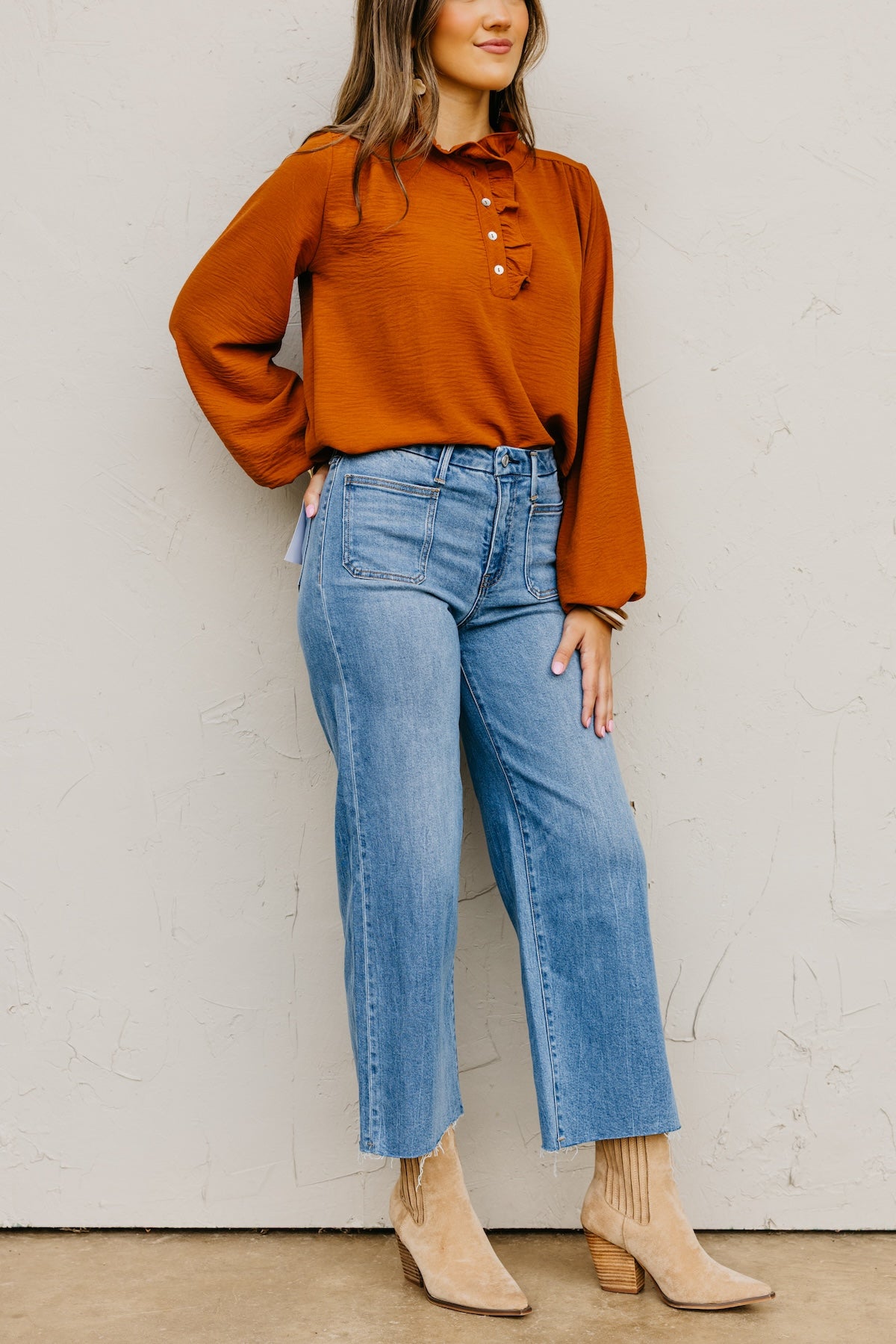 Vervet Denim | The Olivia Patch Pocket Wide Leg Denim