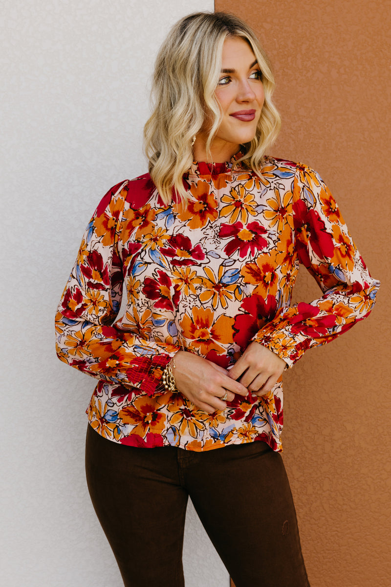 The Pait Long Sleeve Ruffle Woven Top