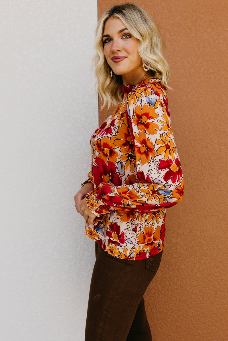 The Pait Long Sleeve Ruffle Woven Top