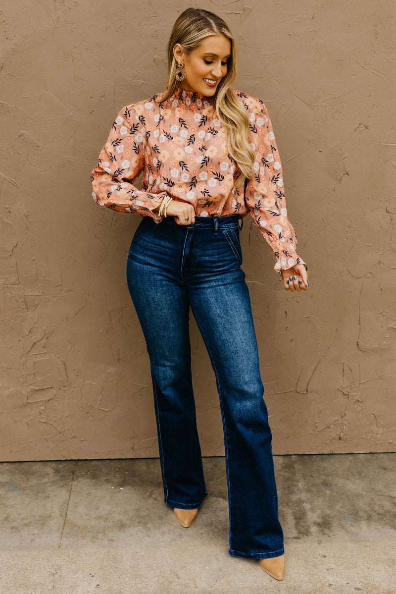 The Elliot Floral Mock Neck Blouse