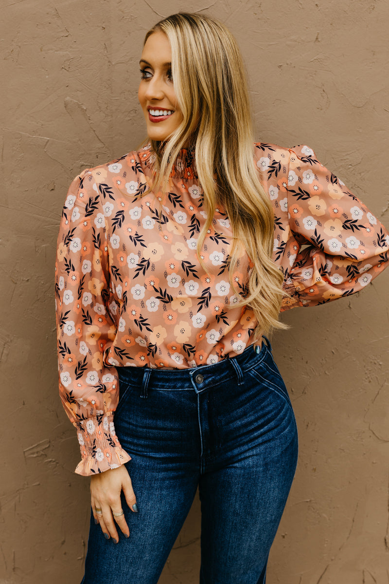 The Elliot Floral Mock Neck Blouse