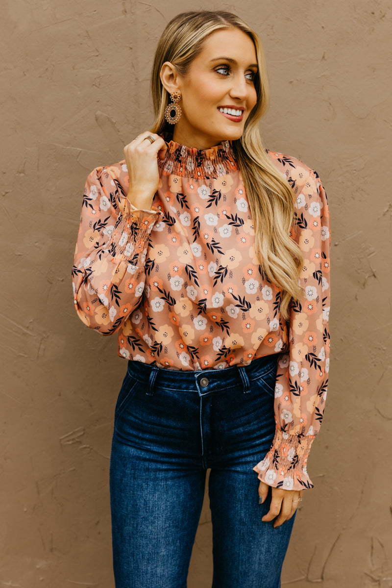 The Elliot Floral Mock Neck Blouse