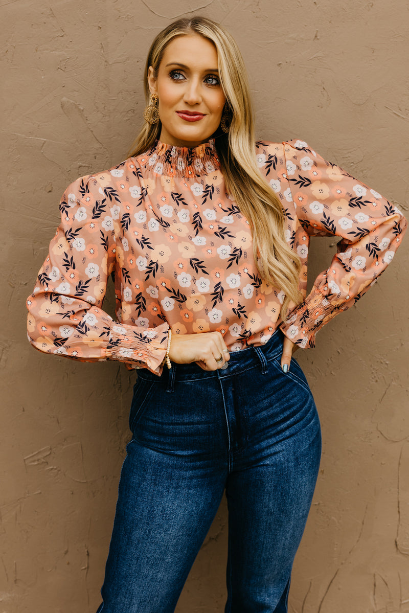 The Elliot Floral Mock Neck Blouse