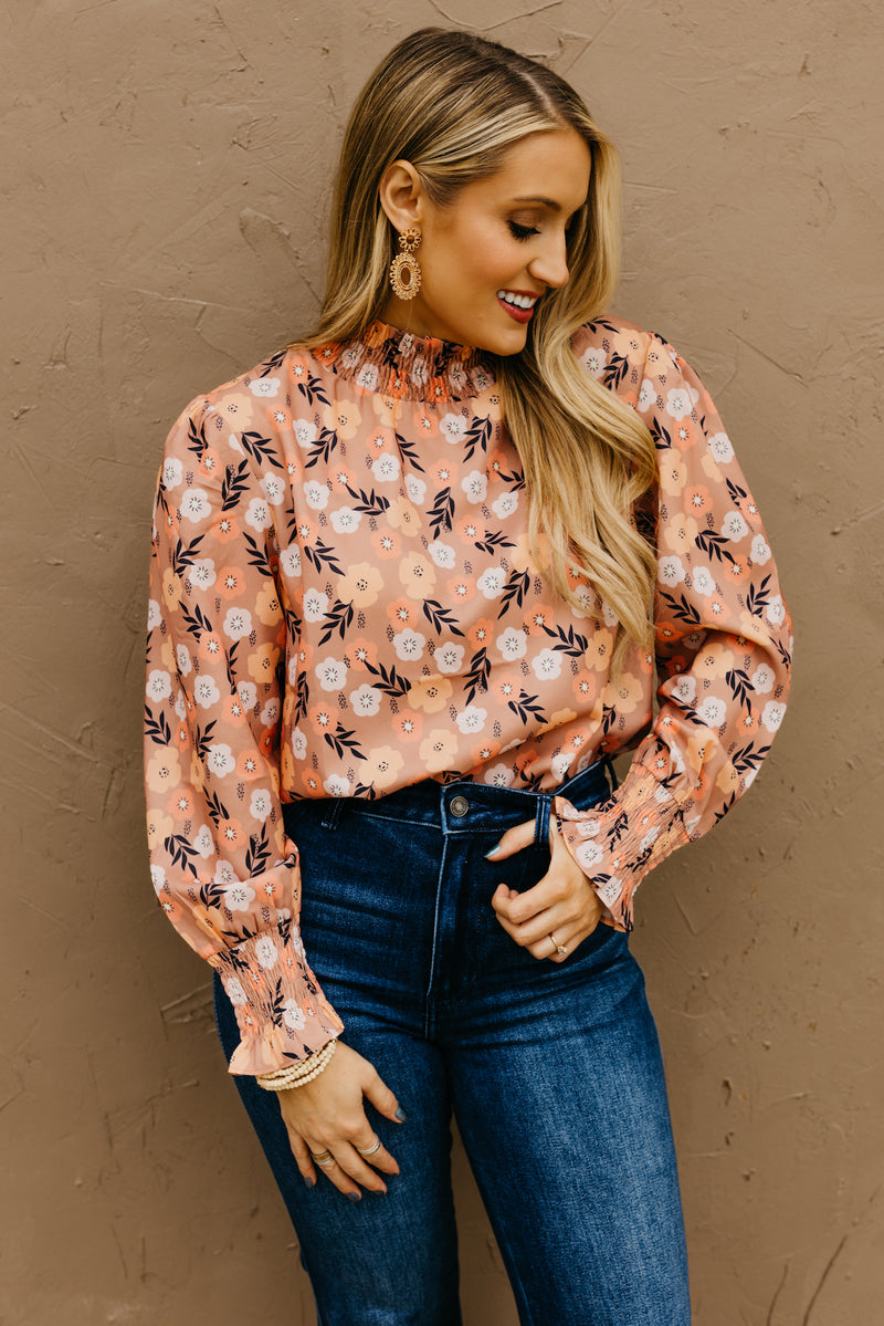 The Elliot Floral Mock Neck Blouse