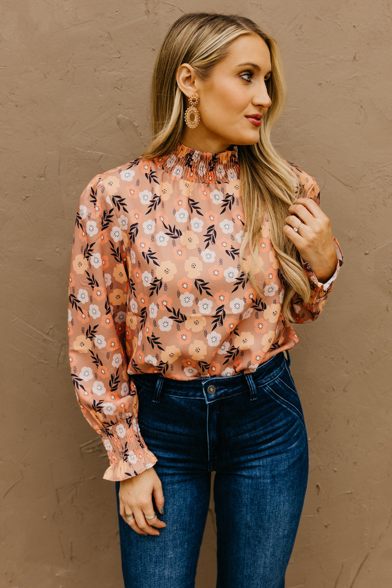 The Elliot Floral Mock Neck Blouse