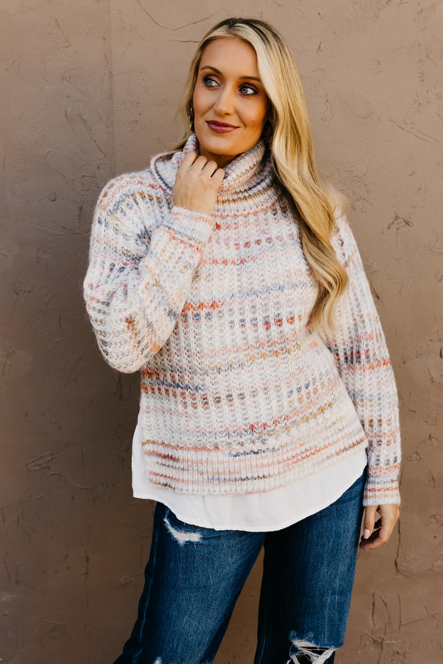 The Ivy Mixed Media Cowl Neck Sweater  - FINAL SALE