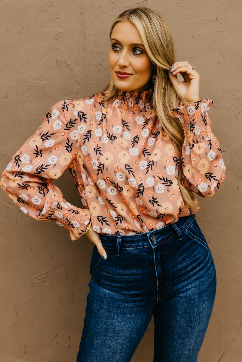 The Elliot Floral Mock Neck Blouse