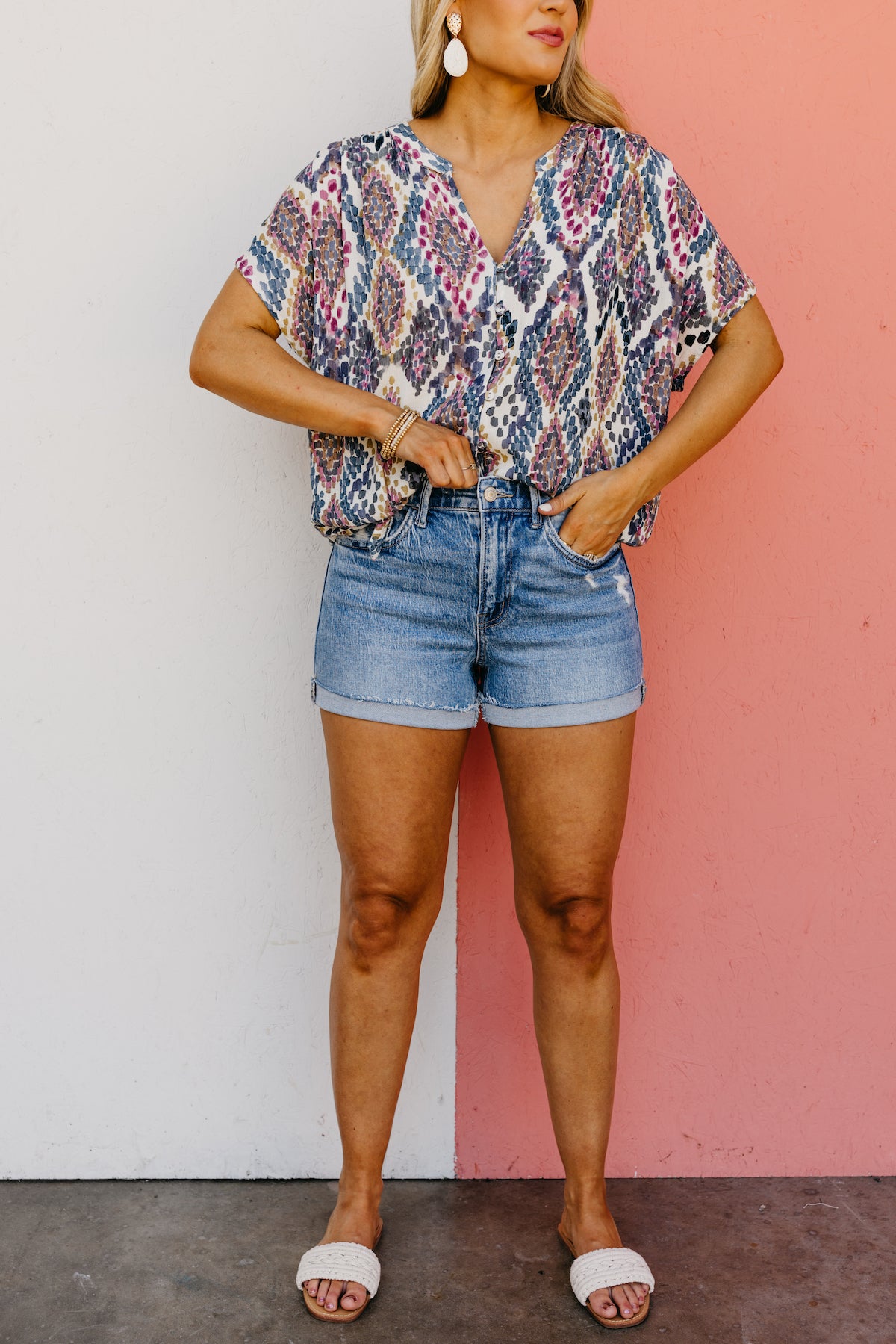 Vervet Denim | The Rebecca High Rise Cuff A-Line Shorts