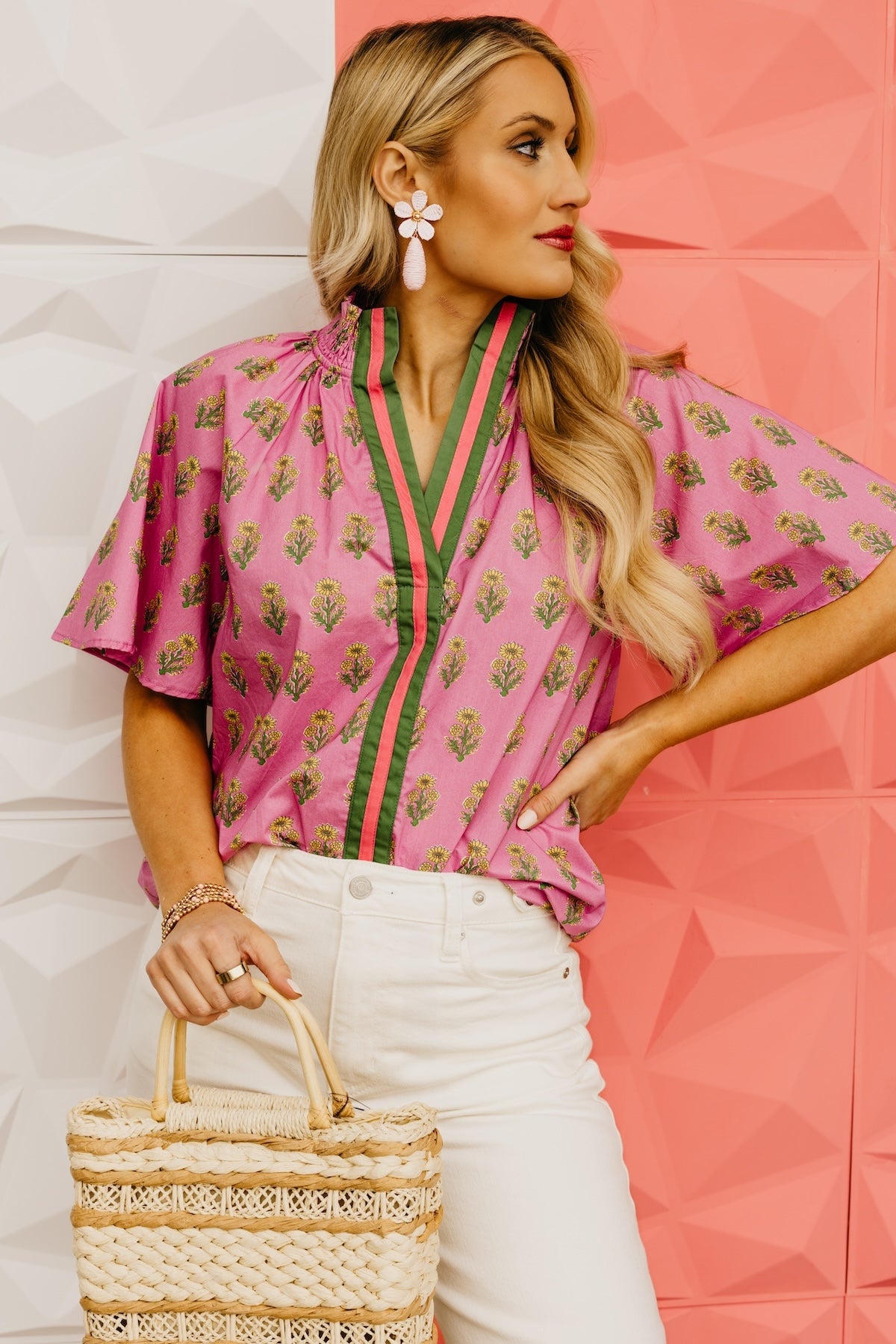 The Georgia Floral Smock Neck Top