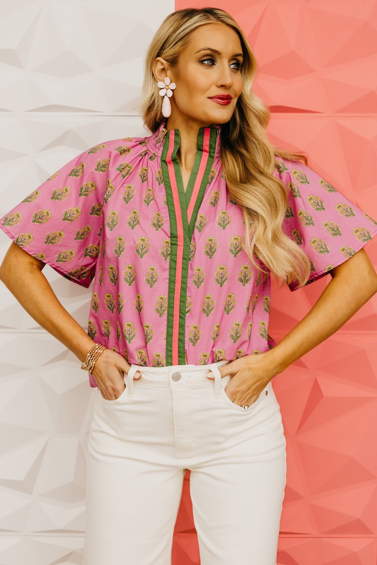 The Georgia Floral Smock Neck Top