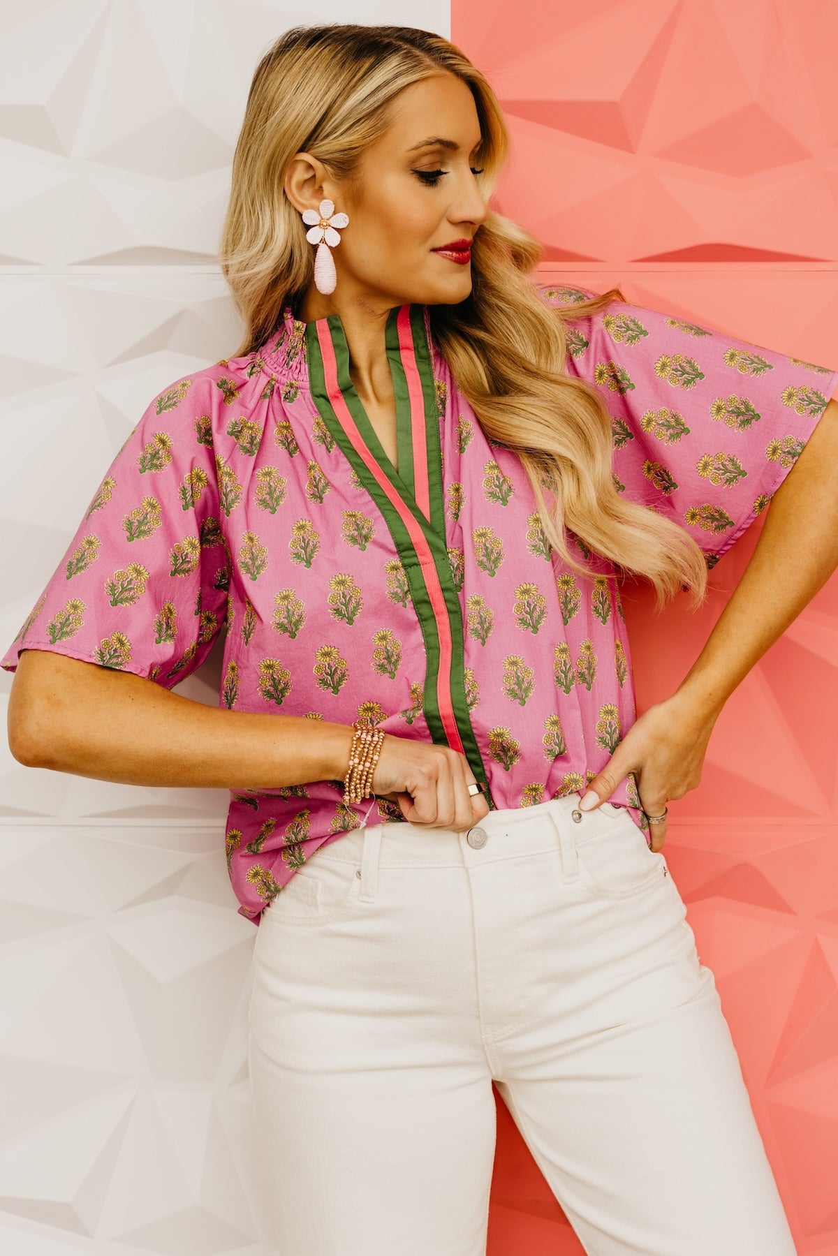 The Georgia Floral Smock Neck Top