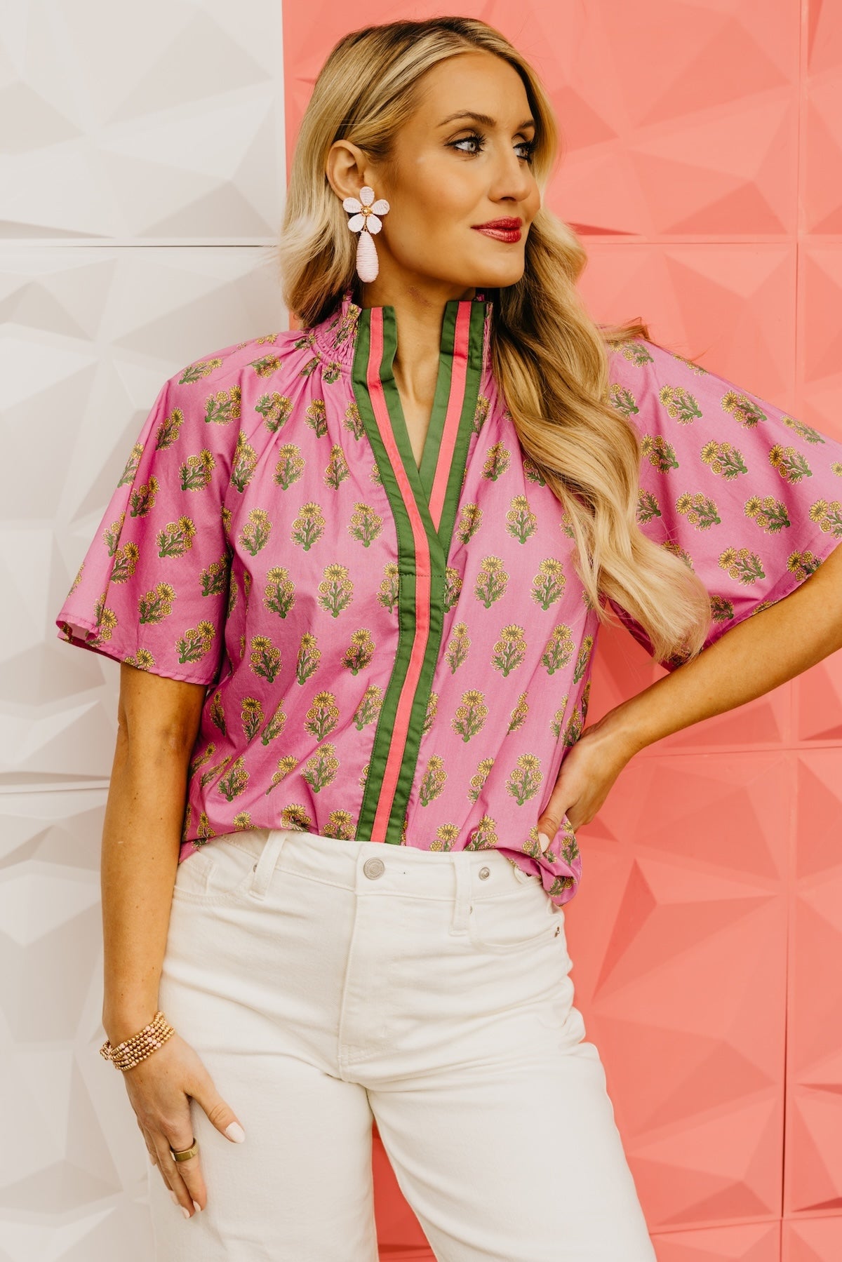 The Georgia Floral Smock Neck Top