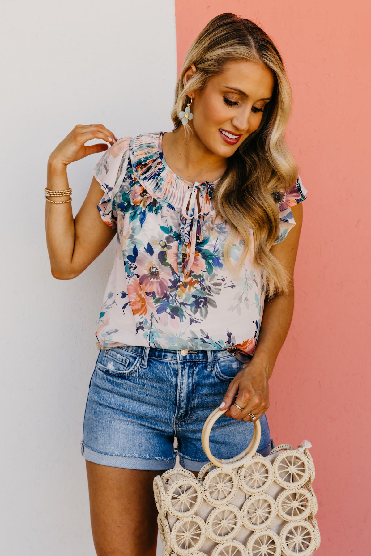 The Karina Floral Tie Front Blouse