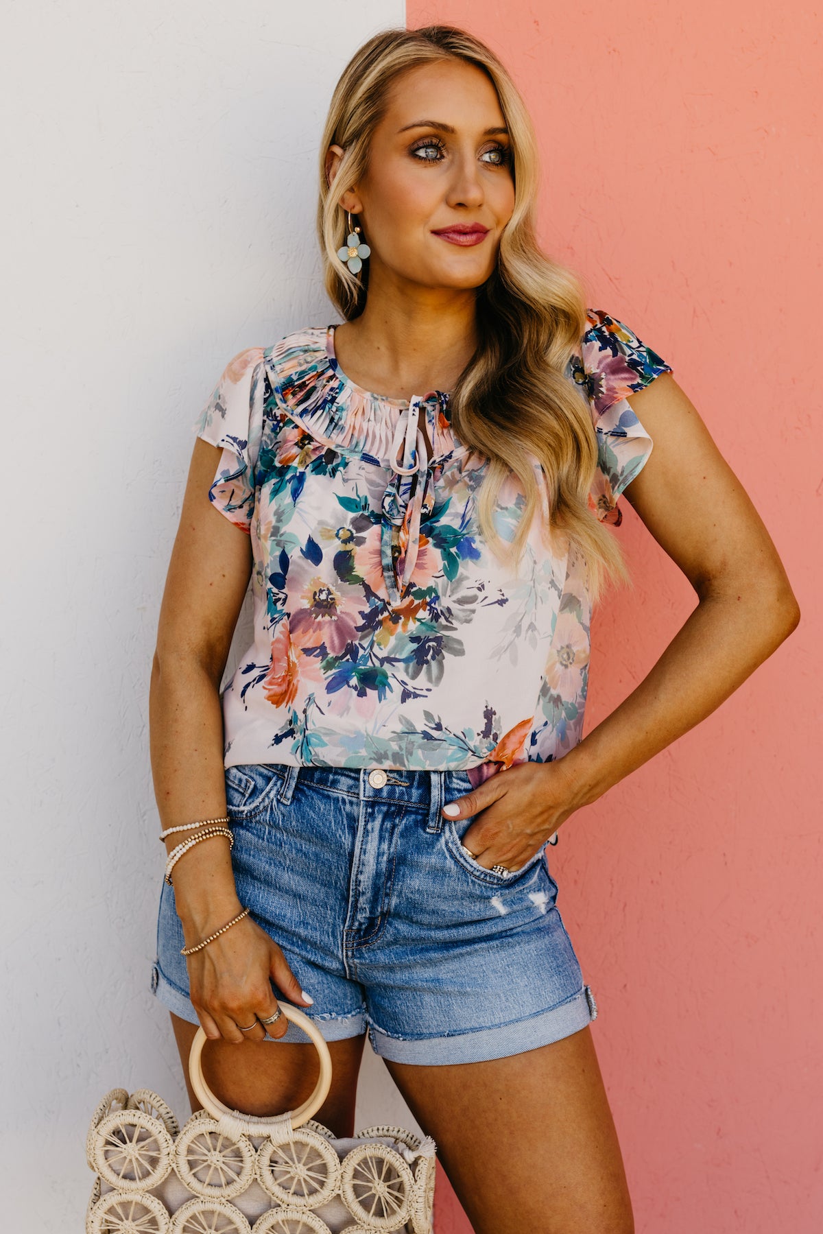 The Karina Floral Tie Front Blouse