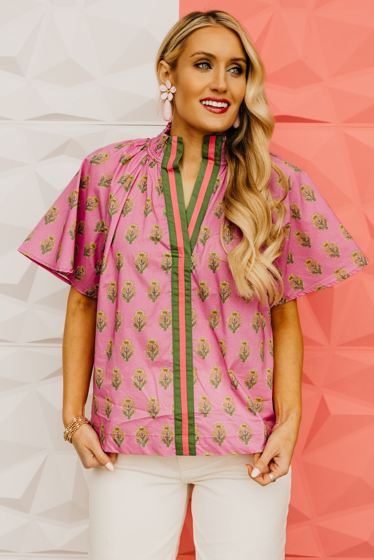 The Georgia Floral Smock Neck Top