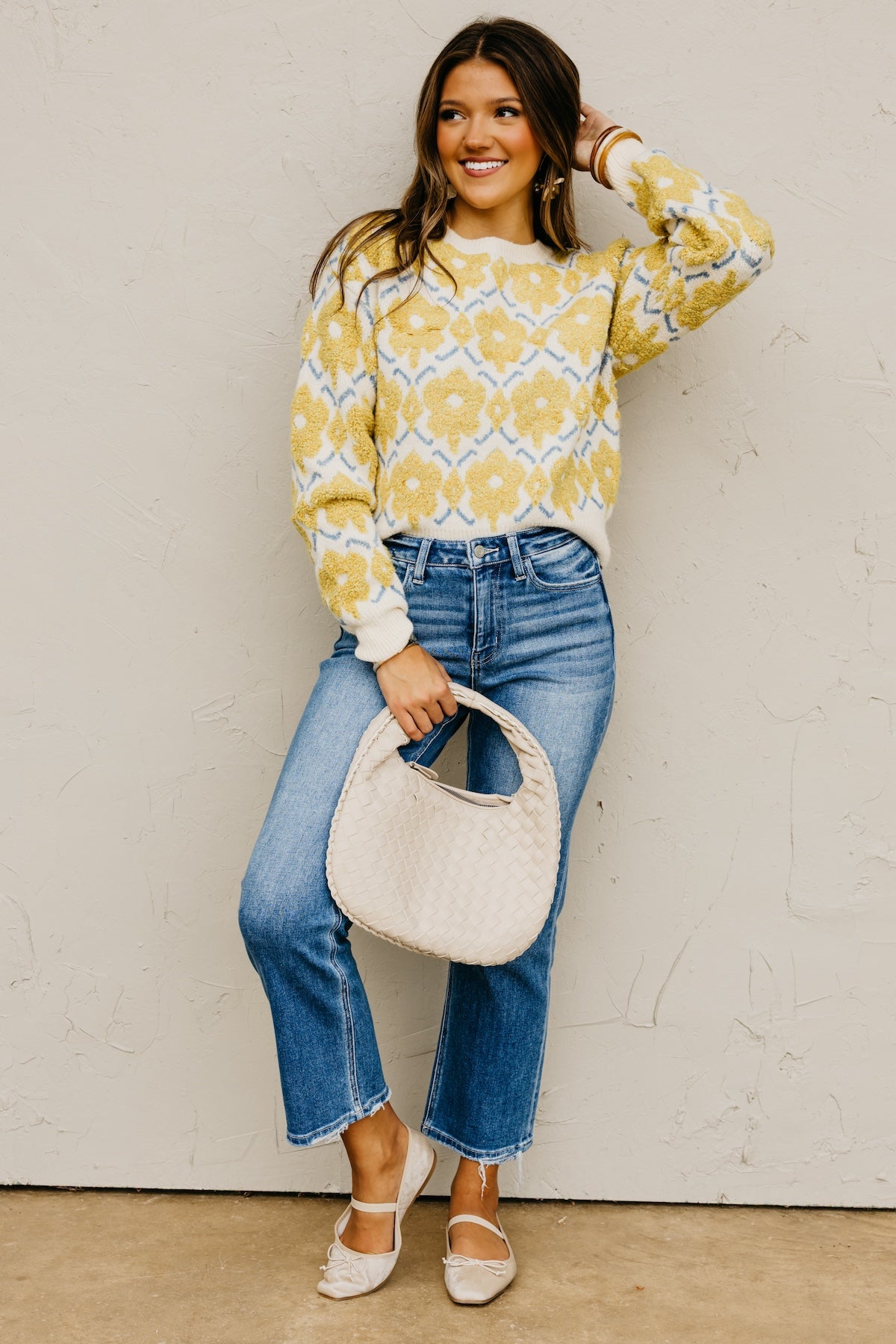The Baylor Textured Floral Sweater