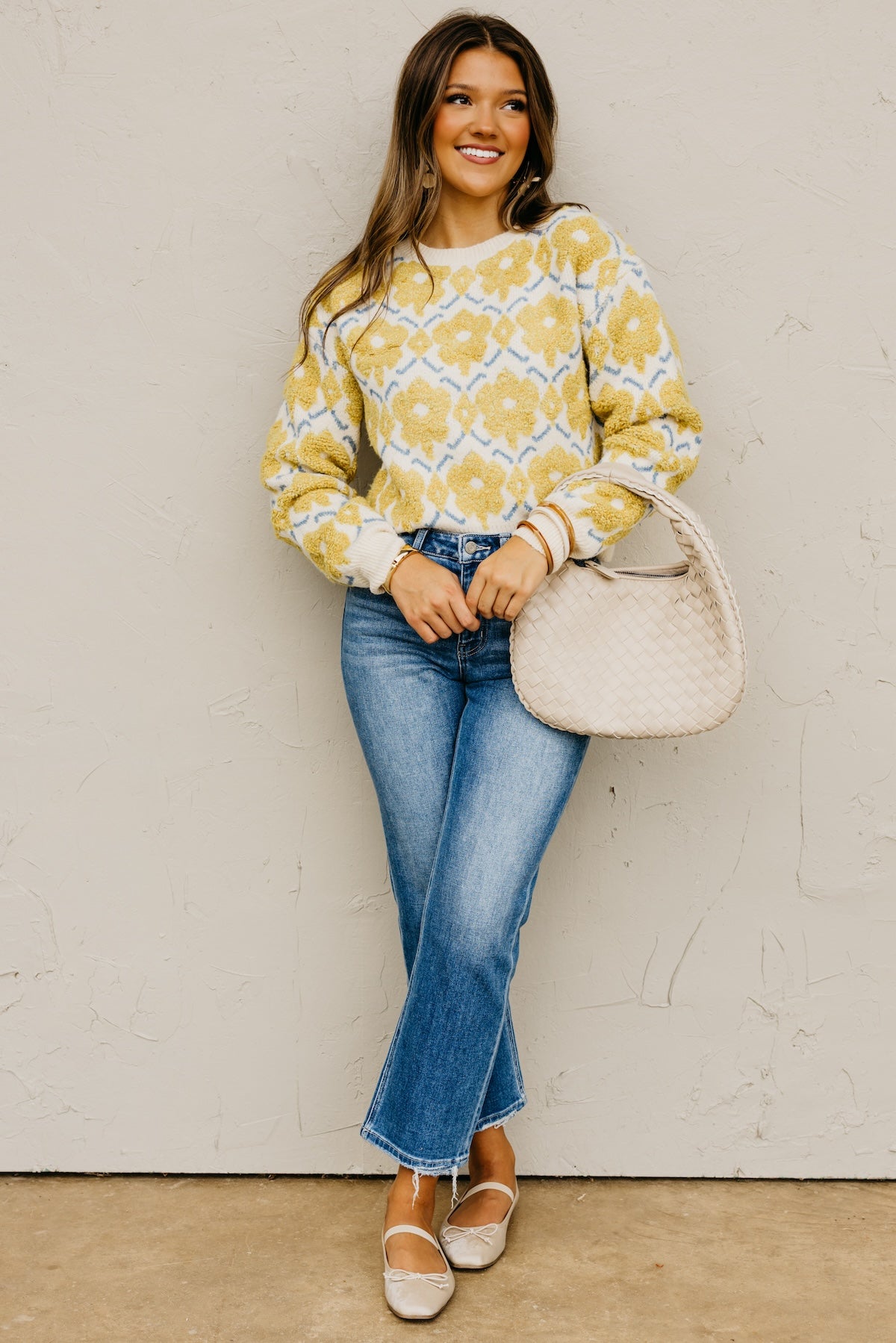 The Baylor Textured Floral Sweater