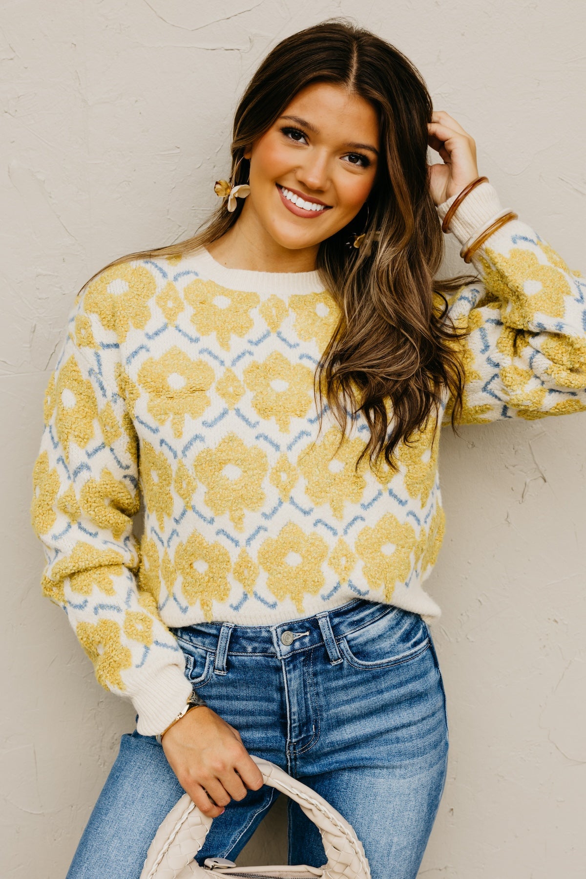 The Baylor Textured Floral Sweater