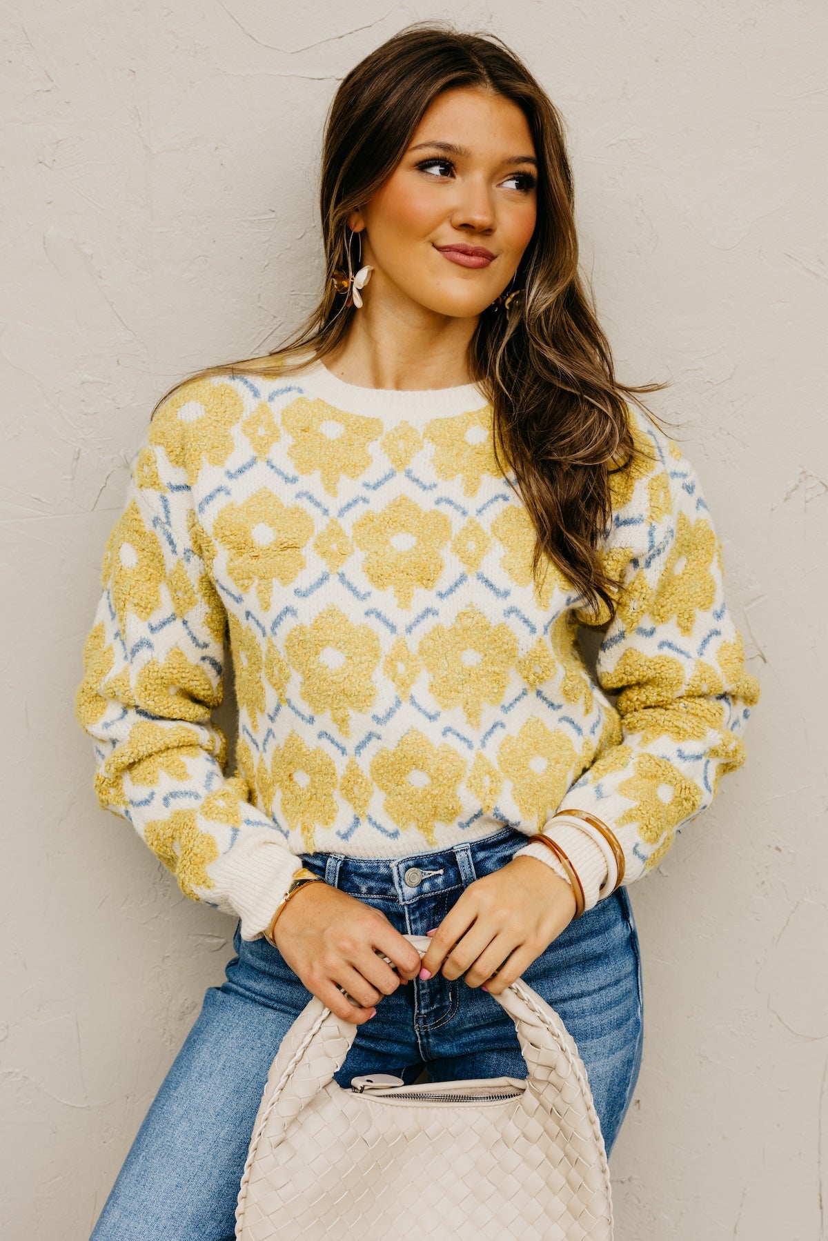 The Baylor Textured Floral Sweater