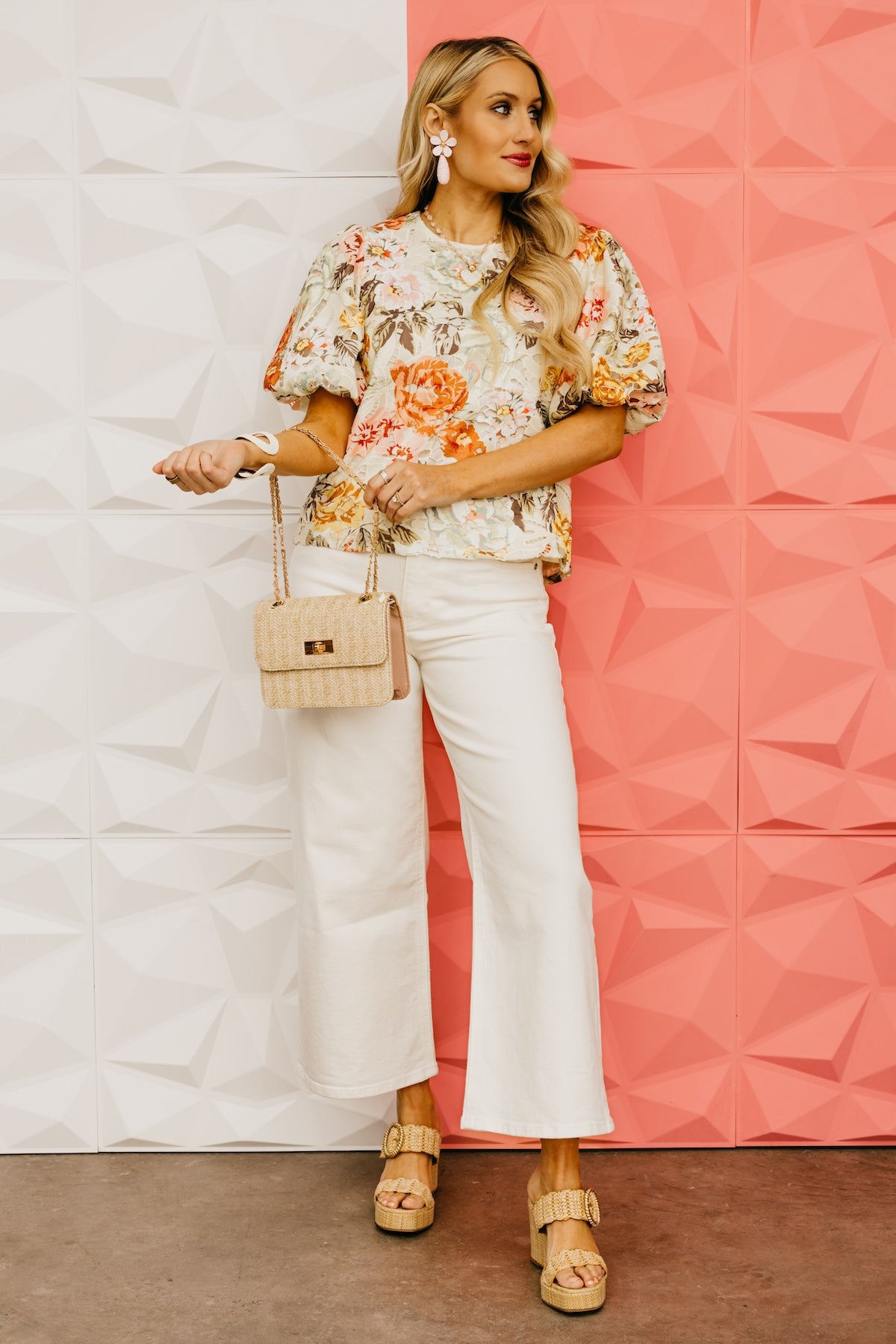 The Ramey Floral Crochet Detail Top