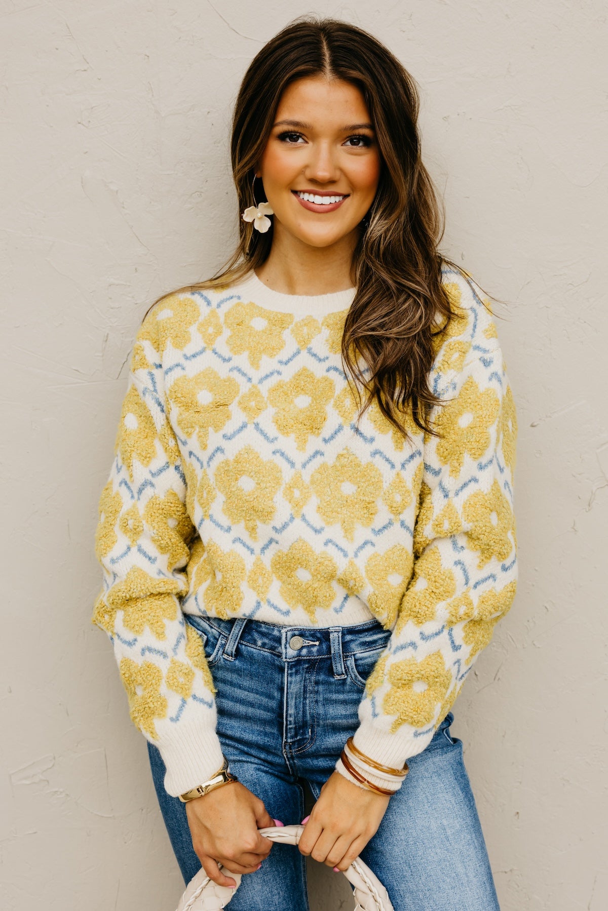 The Baylor Textured Floral Sweater