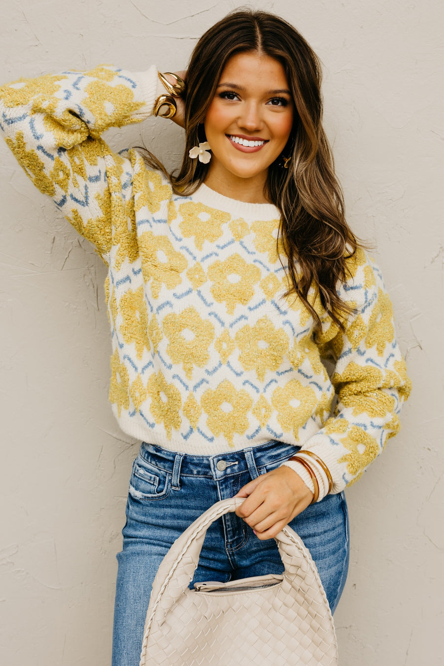 The Baylor Textured Floral Sweater