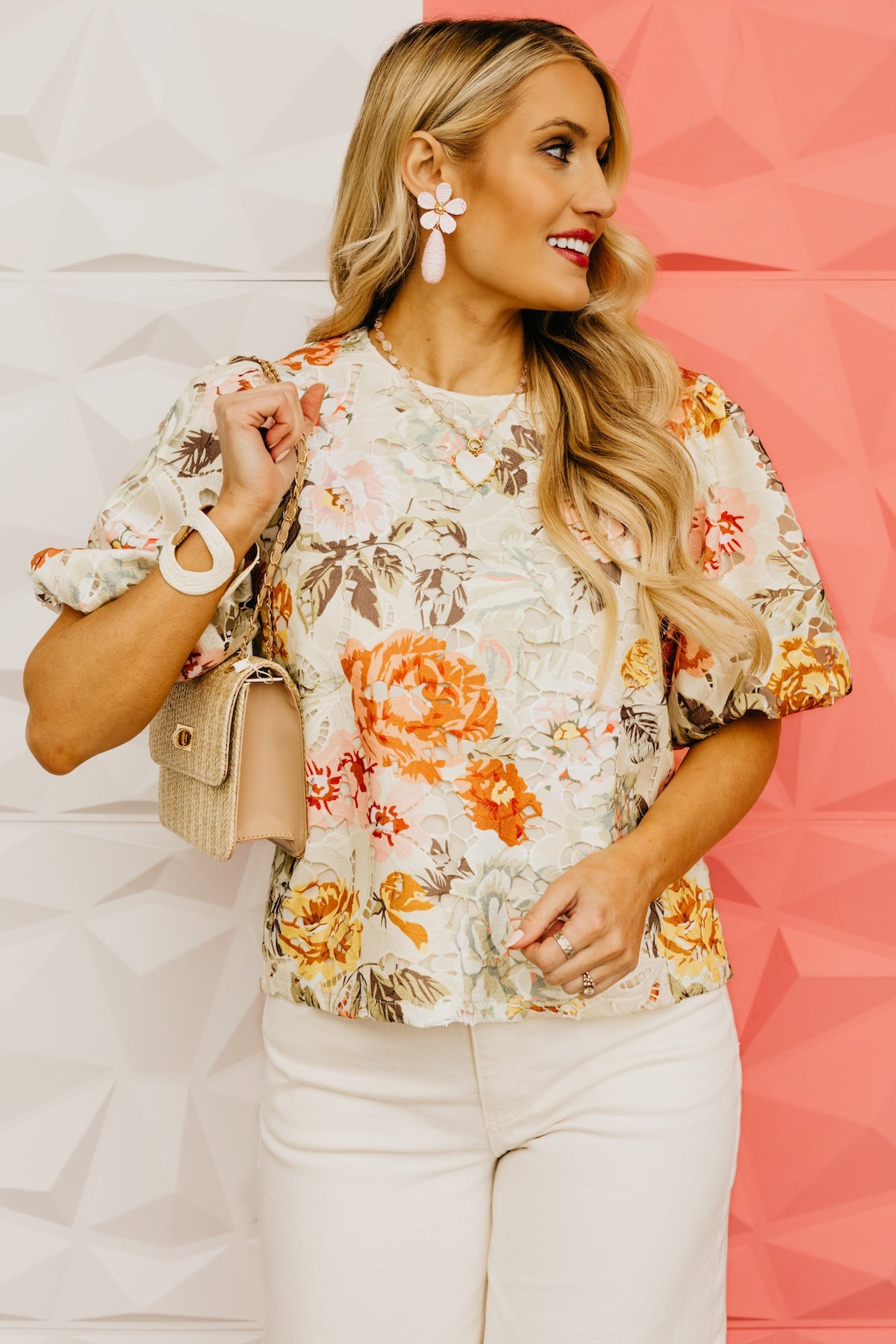The Ramey Floral Crochet Detail Top
