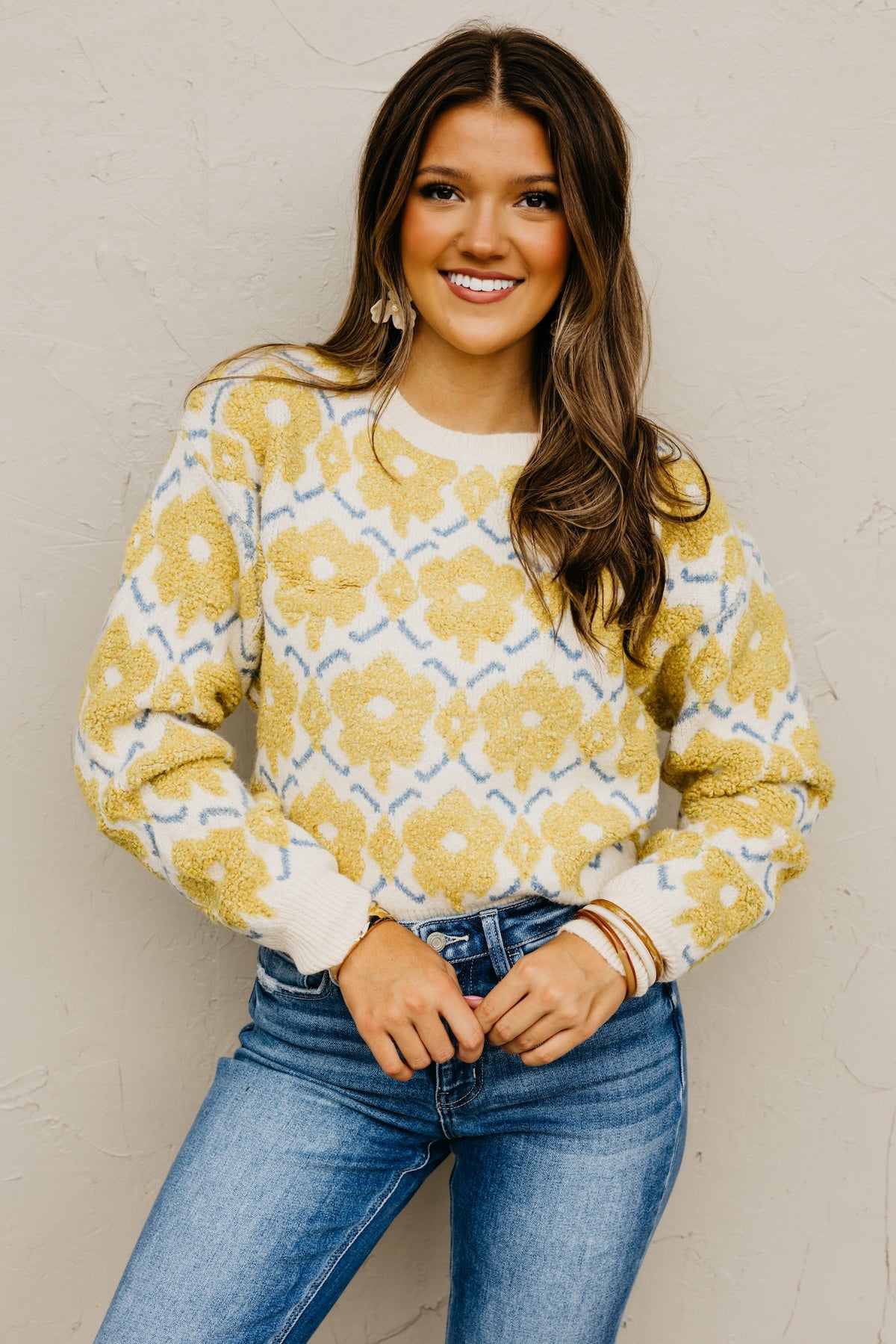 The Baylor Textured Floral Sweater