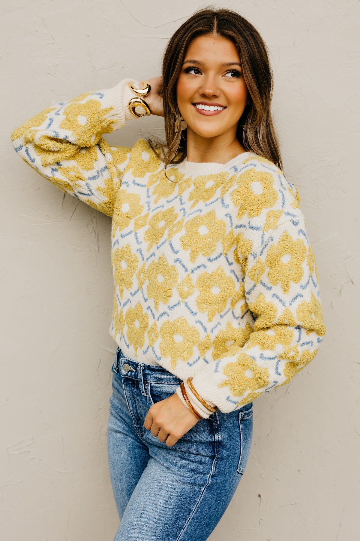The Baylor Textured Floral Sweater