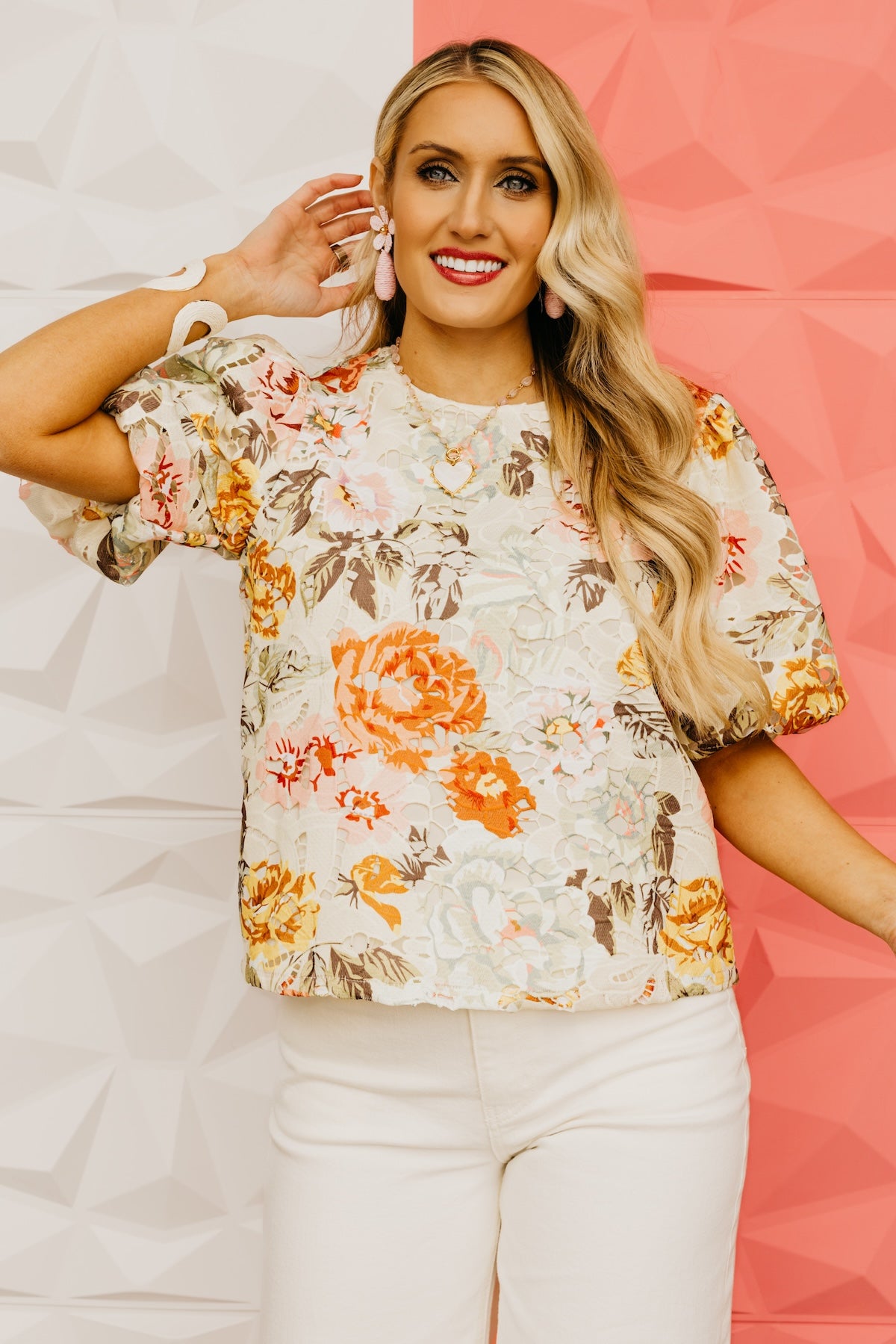 The Ramey Floral Crochet Detail Top