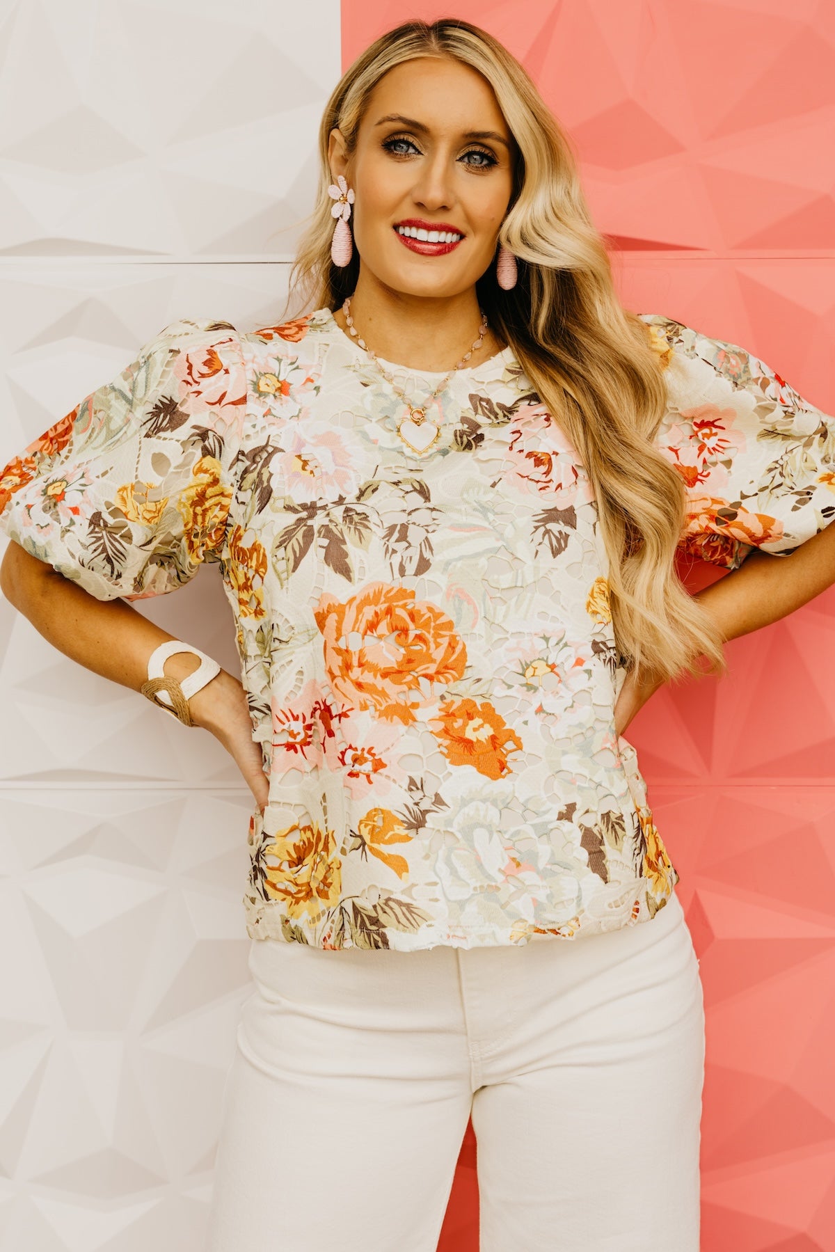 The Ramey Floral Crochet Detail Top