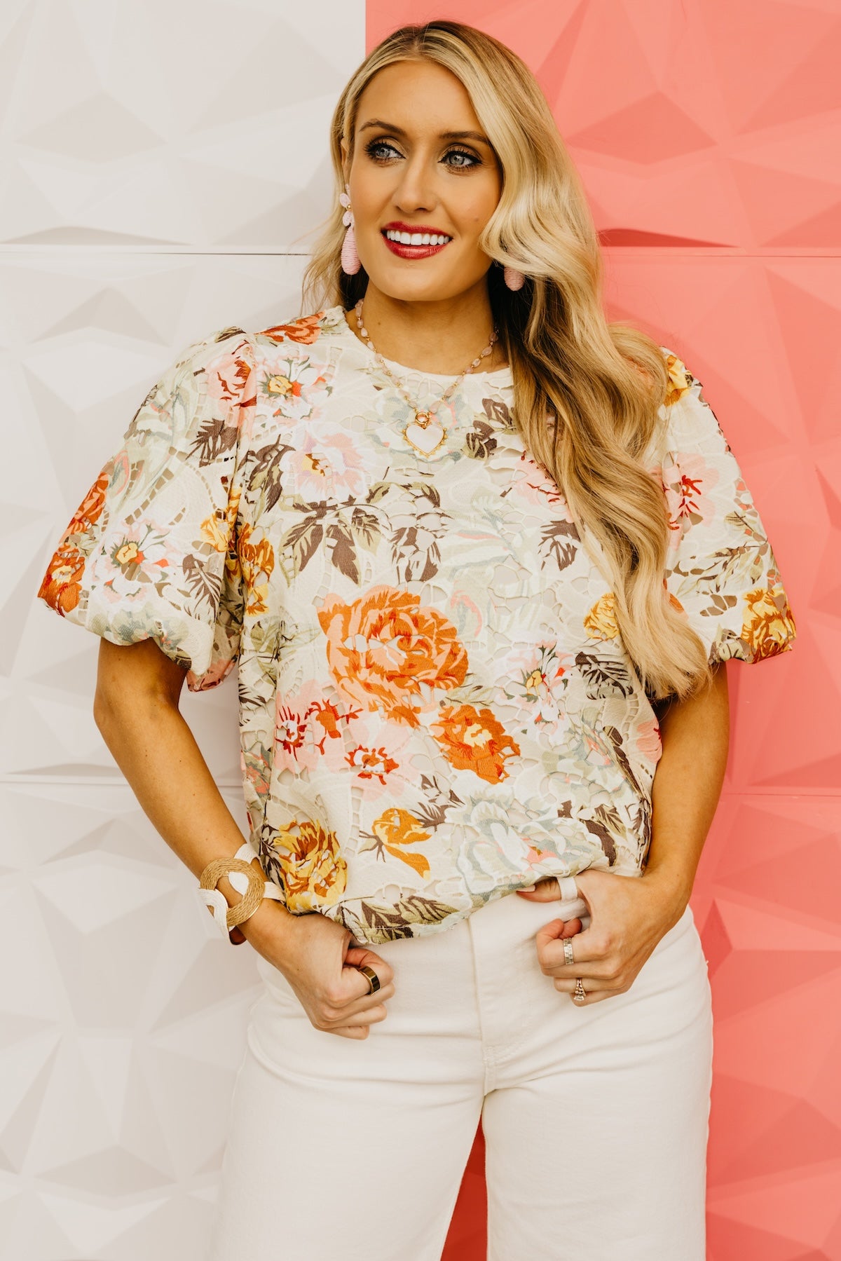 The Ramey Floral Crochet Detail Top