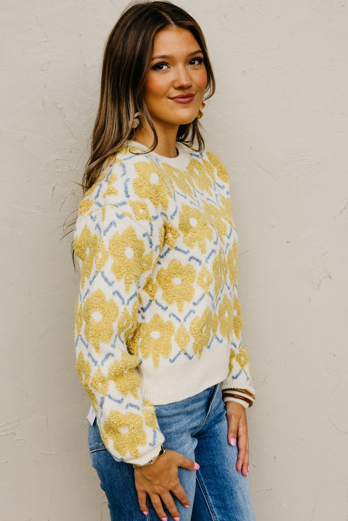The Baylor Textured Floral Sweater