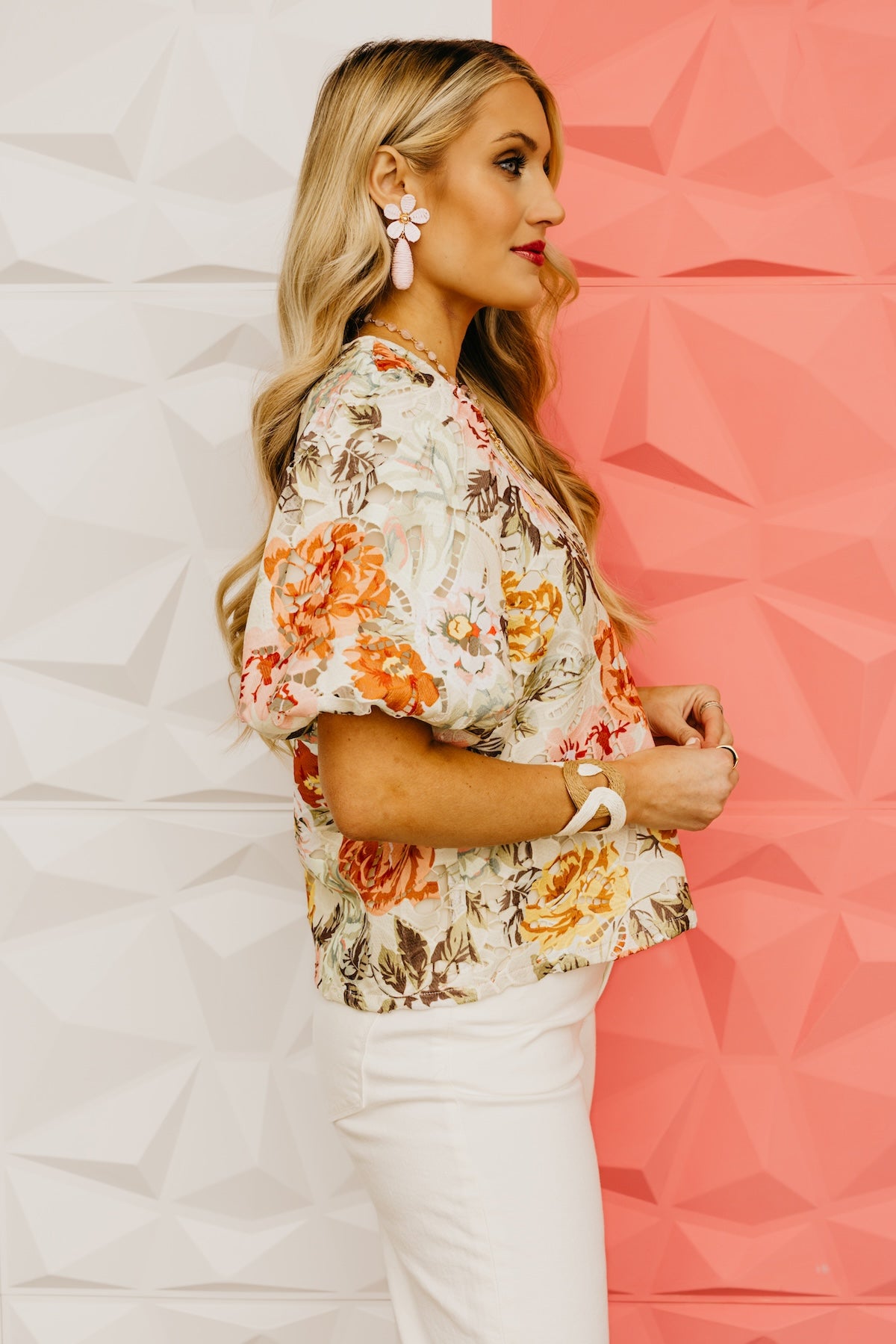 The Ramey Floral Crochet Detail Top