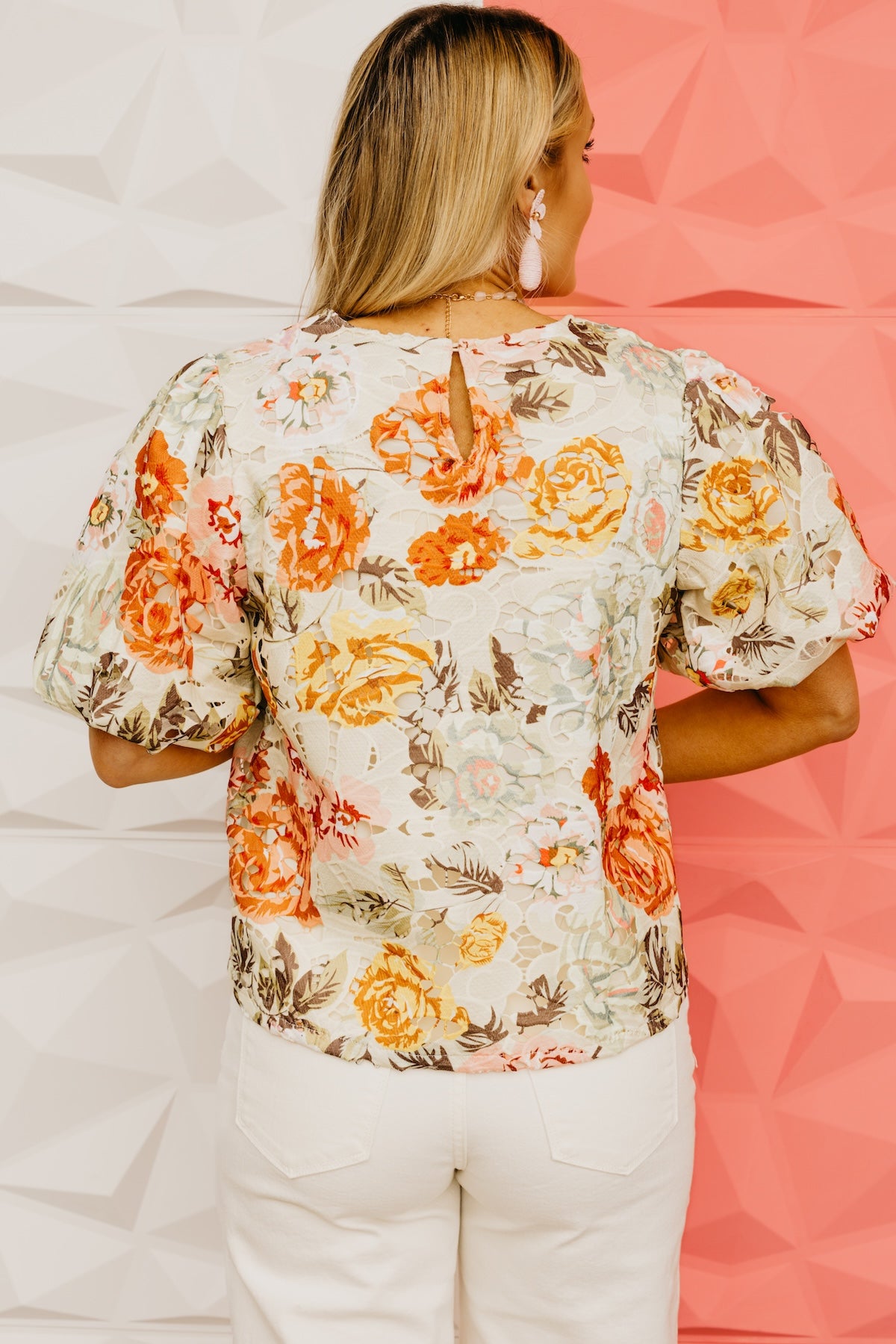 The Ramey Floral Crochet Detail Top