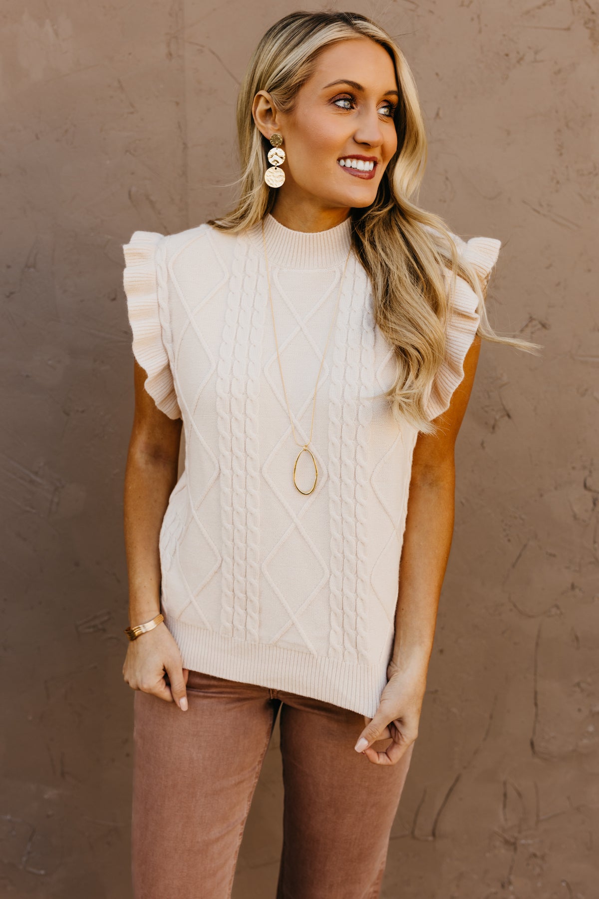 The Kylie Cable Knit Sleeveless Sweater