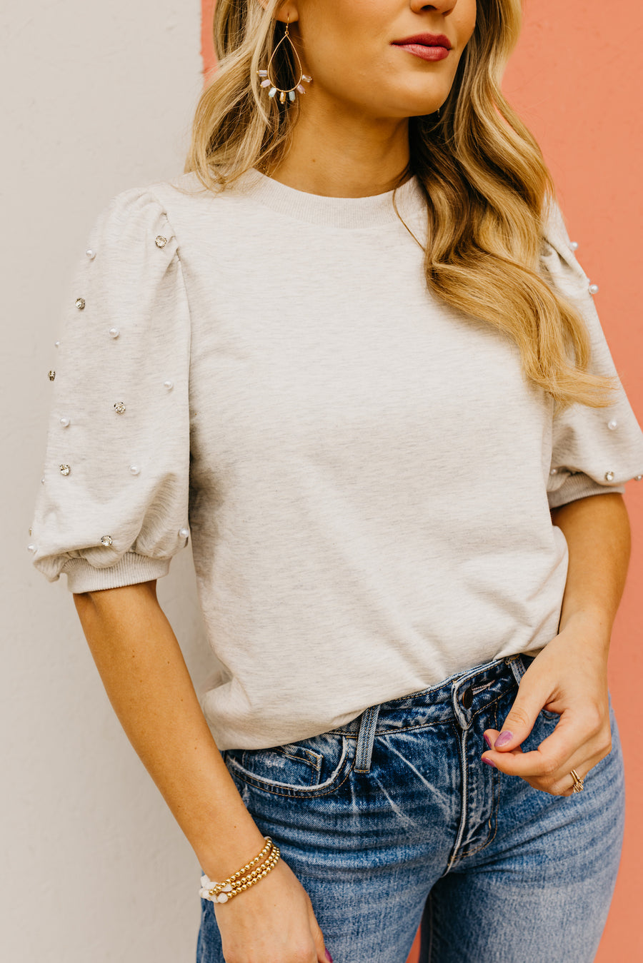 The Kyson Embellished Puff Sleeve Jersey Top