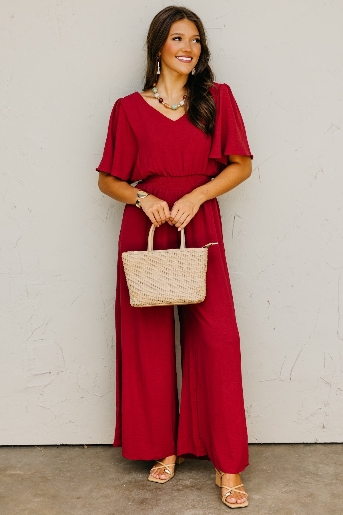 The Elena Wide Leg Woven Jumpsuit